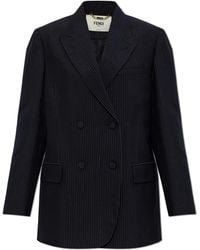 Fendi - Wool Double-Breasted Blazer - Lyst