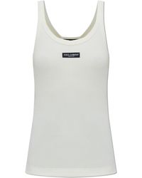 Dolce & Gabbana - Ribbed Top With Logo Patch - Lyst