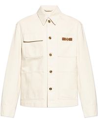 Versace - Denim Jacket With Logo Patch - Lyst