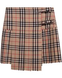 Burberry - Wool Skirt Brown - Lyst