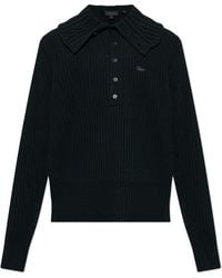 LACOSTE RUNWAY - Wool Sweater With Wide Collar - Lyst