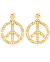 Moschino - Clip-on Earrings With The Peace Sign, - Lyst
