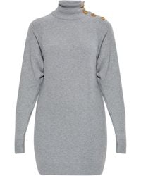 Balmain - Dress With A Stand-Up Collar - Lyst