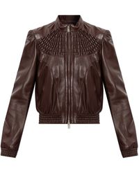McQueen - Leather Jacket With Stand-Up Collar - Lyst
