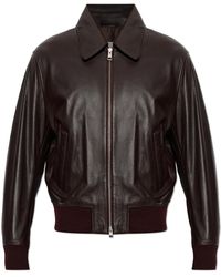 Ami Paris - Leather Jacket With Collar - Lyst