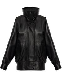Balenciaga - Leather Jacket With A Wide Collar - Lyst