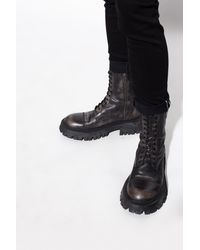 Balenciaga Leather Motorcycle Boots in Black for Men | Lyst