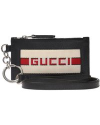 Gucci Stripe Leather Card Case - Black