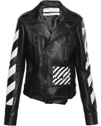 off white black leather jacket