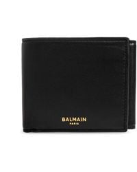Balmain - Leather Wallet With Logo - Lyst