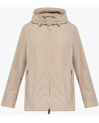 Womens Jackets Burberry Jackets Burberry Synthetic Oversized Nylon Hooded Rain Jacket in Brown Natural 