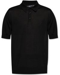 Dolce & Gabbana - Silk Polo With Embroidered Logo - Lyst