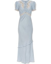 Self-Portrait - Satin Dress With Lace Inserts - Lyst