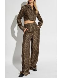Fendi - Silk Trousers With Monogram - Lyst