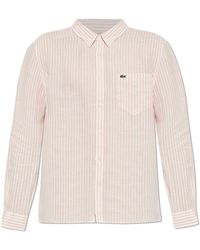 Lacoste - Linen Shirt With Striped Pattern - Lyst
