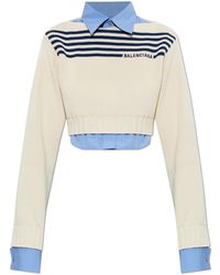 Balenciaga - Cropped Sweater With Logo - Lyst