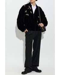 Balmain - Velvet Bomber Jacket With Appliqués - Lyst
