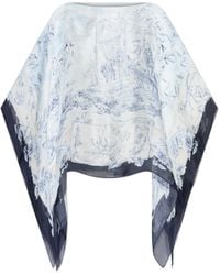 Ferragamo - Silk Poncho With Floral Motif - Lyst