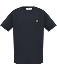 Stone Island - T-shirt With Logo Patch, - Lyst