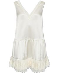 Ganni - Satin Dress With Lace Inserts - Lyst