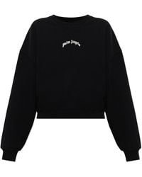 Palm Angels - Cotton Sweatshirt With Printed 'Oversize' Logo - Lyst