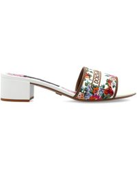Dolce & Gabbana - Heeled Mules With A Floral Motif - Lyst