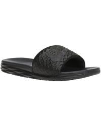 nike benassi burgundy golden check slides