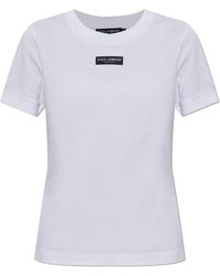 Dolce & Gabbana - Cotton T-Shirt With Appliquéd Logo - Lyst