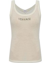 Versace - Wool Top With Shimmering Logo - Lyst