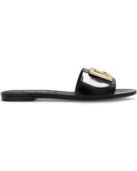 Dolce & Gabbana - Leather Slides With Logo - Lyst