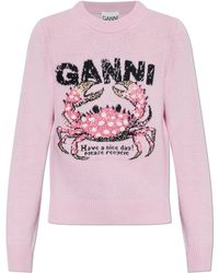 Ganni - Sweater With Logo - Lyst