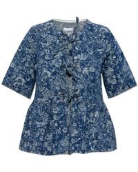 Ganni - Jacquard Denim Top - Lyst