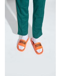 Versace Jeans Couture Slides With Logo - Orange