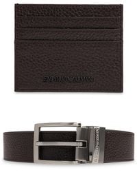 Emporio Armani - Leather Set: Belt And Card Holder - Lyst
