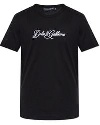 Dolce & Gabbana - T-Shirt With Embroidered Logo - Lyst