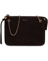 Etro - Suede Bag With Logo - Lyst
