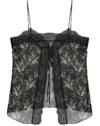 Dolce & Gabbana - Silk Top With Floral Motif - Lyst