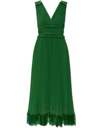 Self-Portrait - Pleated Dress With Lace Trim - Lyst