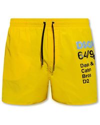 DSquared² Swim Shorts With Logo - Yellow