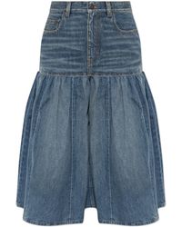 Chloé - High-Waisted Denim Bermuda Shorts - Lyst