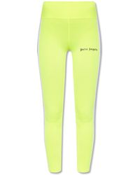 Palm Angels Leggings With Logo - Yellow