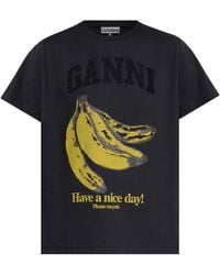 Ganni - T-shirt With Colorful Print, - Lyst