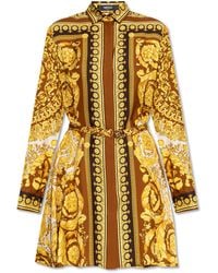 Versace - Silk Dress With Belt - Lyst