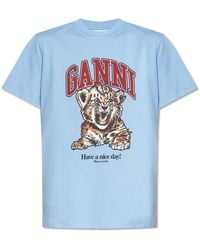 Ganni - T-Shirt With Logo - Lyst