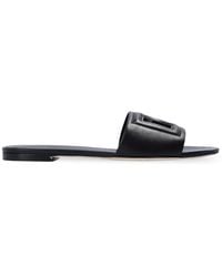 Dolce & Gabbana - 'Bianca' Leather Slides - Lyst