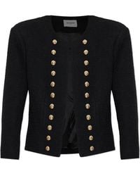 Balmain - Tweed Blazer With Shoulder Pads - Lyst