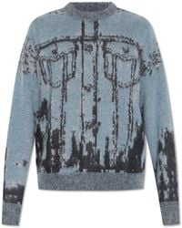 DIESEL - Knit Sweater With Jeans Motif - Lyst