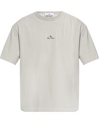 Stone Island - T-Shirt With Embroidered Logo - Lyst