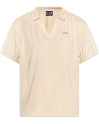EA7 - Polo Shirt With A Logo-Shaped Appliqué - Lyst