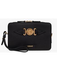 Versace - Leather Shoulder Bag With Logo - Lyst
